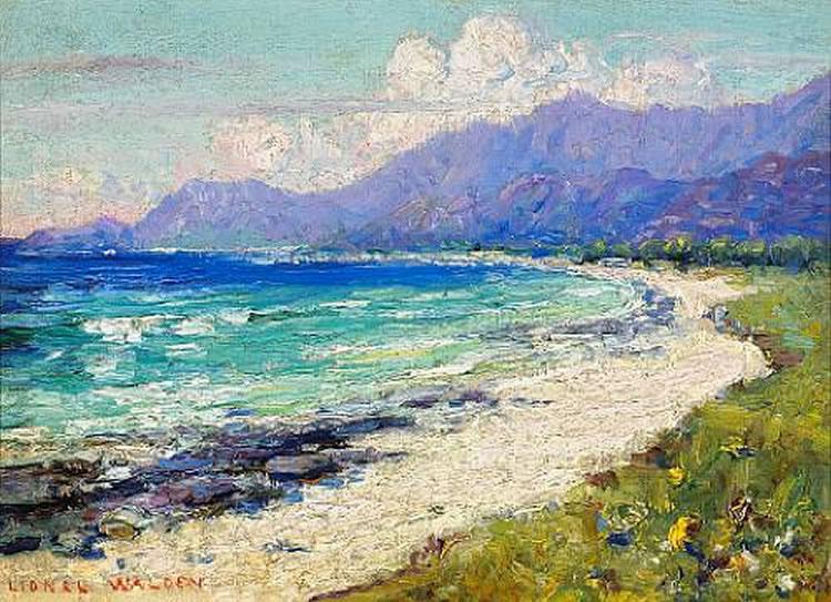 Hawaiian Coastal Scene, oil painting by Lionel Walden, Lionel Walden